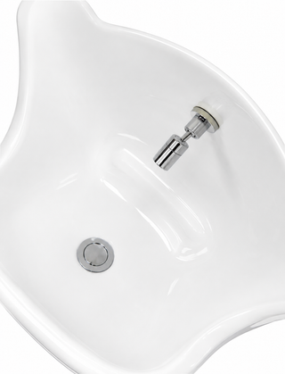 Modern Ceramic Wudu Basin with Dual Mixer Taps | Muslim Ablution Sink | White Gloss Finish