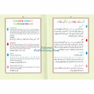 The Holy Quran Colour Coded Tajweed Rules with Colour Coded Manzils (Medium Size) Kaaba Cover (15 Lines) Ref 123-CC